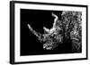 Low Poly Safari Art - Rhino - Black Edition II-Philippe Hugonnard-Framed Art Print