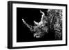 Low Poly Safari Art - Rhino - Black Edition II-Philippe Hugonnard-Framed Premium Giclee Print