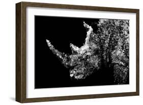 Low Poly Safari Art - Rhino - Black Edition II-Philippe Hugonnard-Framed Art Print