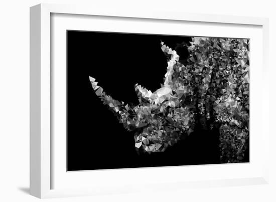 Low Poly Safari Art - Rhino - Black Edition II-Philippe Hugonnard-Framed Art Print