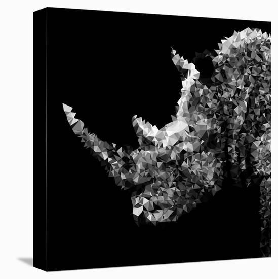 Low Poly Safari Art - Rhino - Black Edition III-Philippe Hugonnard-Stretched Canvas