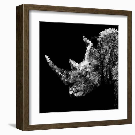 Low Poly Safari Art - Rhino - Black Edition III-Philippe Hugonnard-Framed Art Print