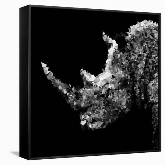 Low Poly Safari Art - Rhino - Black Edition III-Philippe Hugonnard-Framed Stretched Canvas