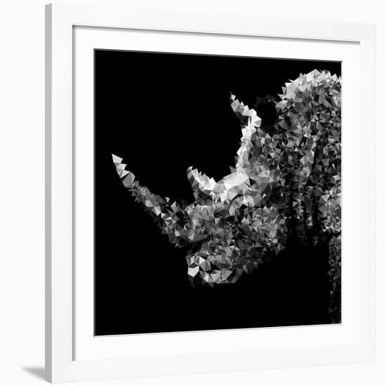 Low Poly Safari Art - Rhino - Black Edition III-Philippe Hugonnard-Framed Art Print