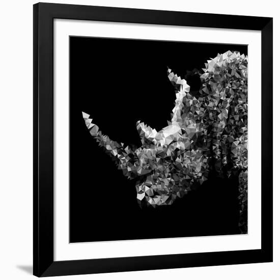 Low Poly Safari Art - Rhino - Black Edition III-Philippe Hugonnard-Framed Art Print