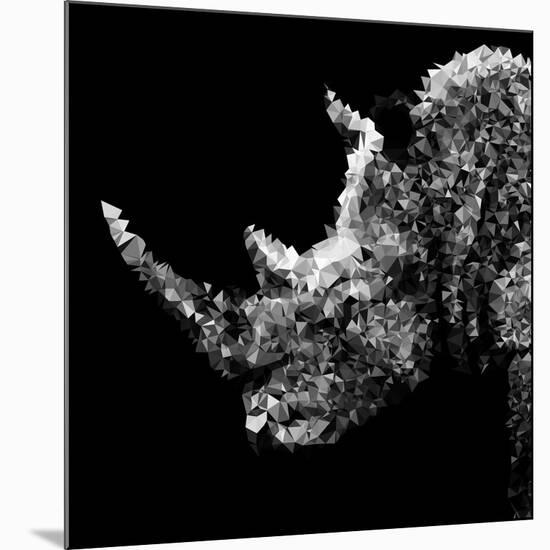 Low Poly Safari Art - Rhino - Black Edition III-Philippe Hugonnard-Mounted Art Print