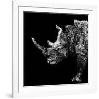 Low Poly Safari Art - Rhino - Black Edition-Philippe Hugonnard-Framed Art Print