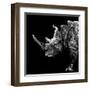 Low Poly Safari Art - Rhino - Black Edition-Philippe Hugonnard-Framed Art Print