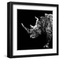 Low Poly Safari Art - Rhino - Black Edition-Philippe Hugonnard-Framed Art Print