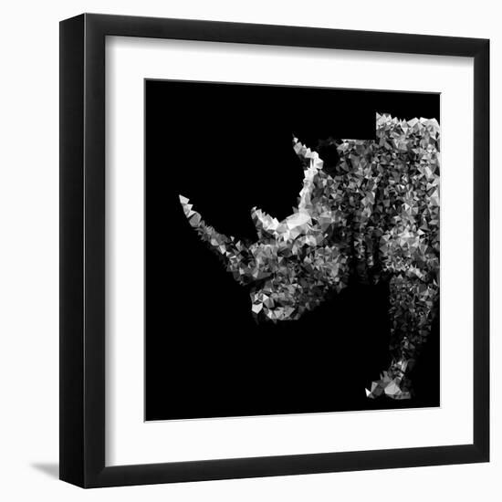 Low Poly Safari Art - Rhino - Black Edition-Philippe Hugonnard-Framed Art Print