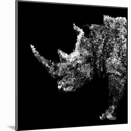 Low Poly Safari Art - Rhino - Black Edition-Philippe Hugonnard-Mounted Art Print