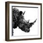 Low Poly Safari Art - Rhino - White Edition II-Philippe Hugonnard-Framed Art Print