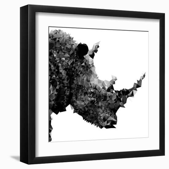 Low Poly Safari Art - Rhino - White Edition II-Philippe Hugonnard-Framed Art Print