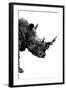 Low Poly Safari Art - Rhino - White Edition-Philippe Hugonnard-Framed Art Print