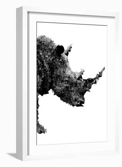 Low Poly Safari Art - Rhino - White Edition-Philippe Hugonnard-Framed Art Print