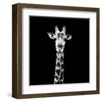 Low Poly Safari Art - The Giraffe - Black Edition II-Philippe Hugonnard-Framed Art Print