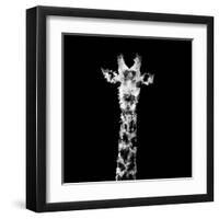 Low Poly Safari Art - The Giraffe - Black Edition II-Philippe Hugonnard-Framed Art Print