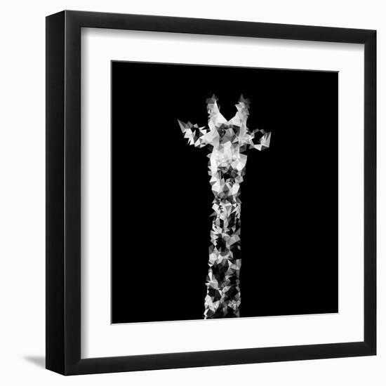 Low Poly Safari Art - The Giraffe - Black Edition II-Philippe Hugonnard-Framed Art Print