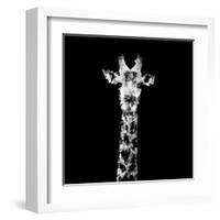 Low Poly Safari Art - The Giraffe - Black Edition II-Philippe Hugonnard-Framed Art Print