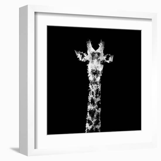 Low Poly Safari Art - The Giraffe - Black Edition II-Philippe Hugonnard-Framed Art Print