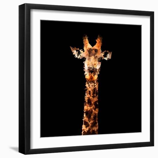 Low Poly Safari Art - The Giraffe - Black Edition-Philippe Hugonnard-Framed Premium Giclee Print