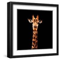 Low Poly Safari Art - The Giraffe - Black Edition-Philippe Hugonnard-Framed Art Print