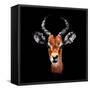 Low Poly Safari Art - The Look of Antelope - Black Edition-Philippe Hugonnard-Framed Stretched Canvas