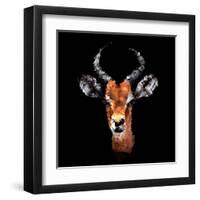 Low Poly Safari Art - The Look of Antelope - Black Edition-Philippe Hugonnard-Framed Art Print