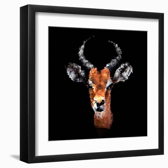 Low Poly Safari Art - The Look of Antelope - Black Edition-Philippe Hugonnard-Framed Art Print