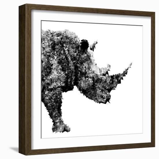 Low Poly Safari Art - The Rhino - White Edition-Philippe Hugonnard-Framed Premium Giclee Print