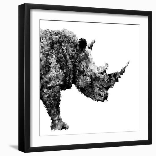 Low Poly Safari Art - The Rhino - White Edition-Philippe Hugonnard-Framed Premium Giclee Print