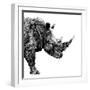 Low Poly Safari Art - The Rhino - White Edition-Philippe Hugonnard-Framed Premium Giclee Print