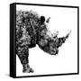 Low Poly Safari Art - The Rhino - White Edition-Philippe Hugonnard-Framed Stretched Canvas