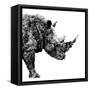 Low Poly Safari Art - The Rhino - White Edition-Philippe Hugonnard-Framed Stretched Canvas