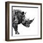 Low Poly Safari Art - The Rhino - White Edition-Philippe Hugonnard-Framed Art Print