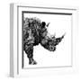 Low Poly Safari Art - The Rhino - White Edition-Philippe Hugonnard-Framed Art Print