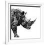 Low Poly Safari Art - The Rhino - White Edition-Philippe Hugonnard-Framed Art Print