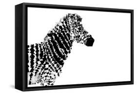 Low Poly Safari Art - The Zebra - White Edition-Philippe Hugonnard-Framed Stretched Canvas