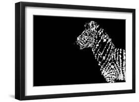 Low Poly Safari Art - Zebra - Black Edition-Philippe Hugonnard-Framed Art Print