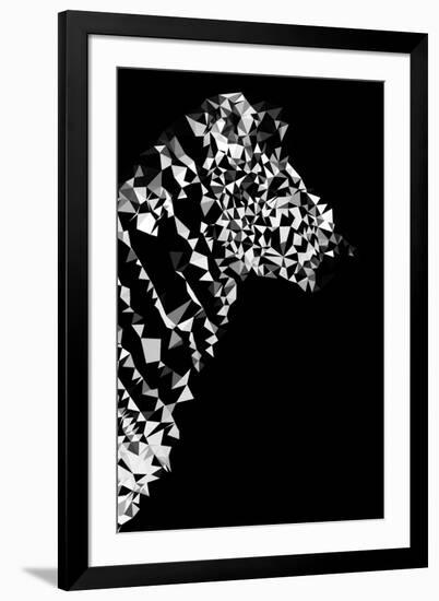 Low Poly Safari Art - Zebra Profile - Black Edition II-Philippe Hugonnard-Framed Art Print