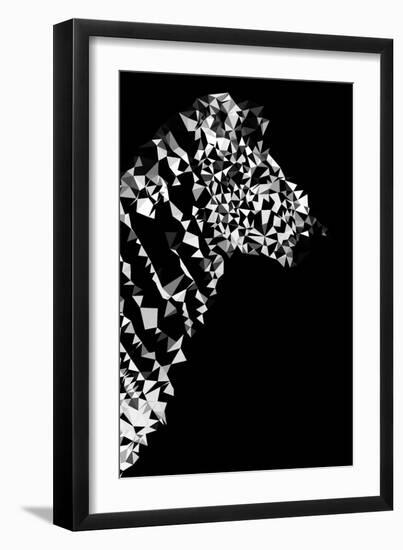 Low Poly Safari Art - Zebra Profile - Black Edition II-Philippe Hugonnard-Framed Art Print