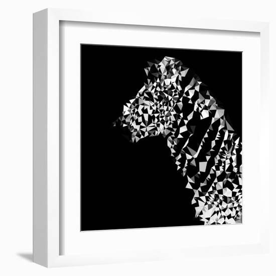 Low Poly Safari Art - Zebra Profile - Black Edition-Philippe Hugonnard-Framed Art Print