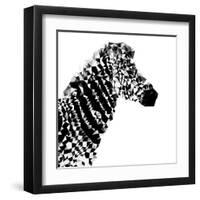 Low Poly Safari Art - Zebra Profile - White edition II-Philippe Hugonnard-Framed Art Print