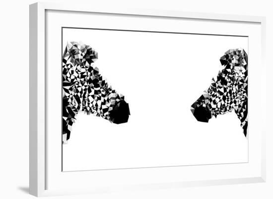 Low Poly Safari Art - Zebras - White Edition-Philippe Hugonnard-Framed Art Print