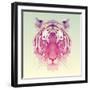 Low Poly Vector Animal Illustration. Polygonal Tiger Graphic Design.-Kundra-Framed Art Print