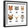 Low Polygon Animal Logos. Triangular Geometric Set. Bear, Deer, Fox, Boar and Wolf. Vector Illustra-MSSA-Framed Art Print