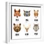 Low Polygon Animal Logos. Triangular Geometric Set. Bear, Deer, Fox, Boar and Wolf. Vector Illustra-MSSA-Framed Art Print