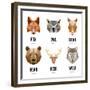 Low Polygon Animal Logos. Triangular Geometric Set. Bear, Deer, Fox, Boar and Wolf. Vector Illustra-MSSA-Framed Premium Giclee Print