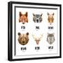Low Polygon Animal Logos. Triangular Geometric Set. Bear, Deer, Fox, Boar and Wolf. Vector Illustra-MSSA-Framed Premium Giclee Print