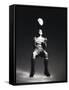 Low Section View of a Soccer Player Jumping in Mid Air to Head a Soccer Ball-null-Framed Stretched Canvas